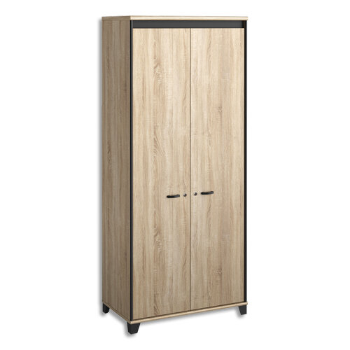 GAUTIER Armoire 2 portes battantes à serrure, 3 étagères, L.80 x H.187