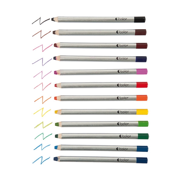 12 crayons de couleurs assortis O'Color effaçables crayon de couleur