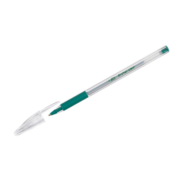 Stylo bille Bic Cristal Grip vert - stylo bille bic vert cristal grip  crystal boite à transparent non rétractable - Val d'eure