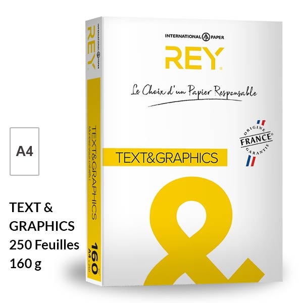 Paquet 250 feuilles A4 160g blanc Text & Graphics - papier blanc couleur  rey repro reprographie format a4 160 g gr 160g 160gr - Val d'eure