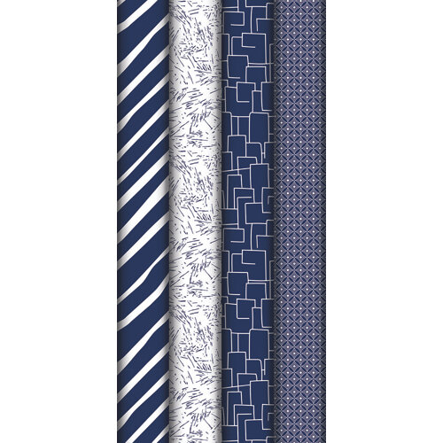 Rouleau Papier Cadeau Clairefontaine 50 M - Motif Géométriques Or Et Bleu, 80g, Idéal Pour Emballage Pro - 4