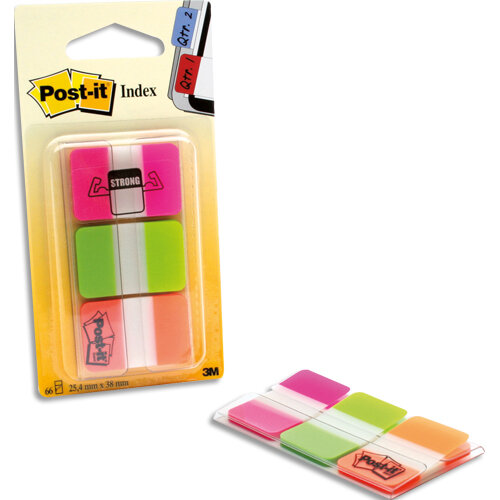 Marque-pages Post-it onglets rigides - coloris assortis - 3 x 22