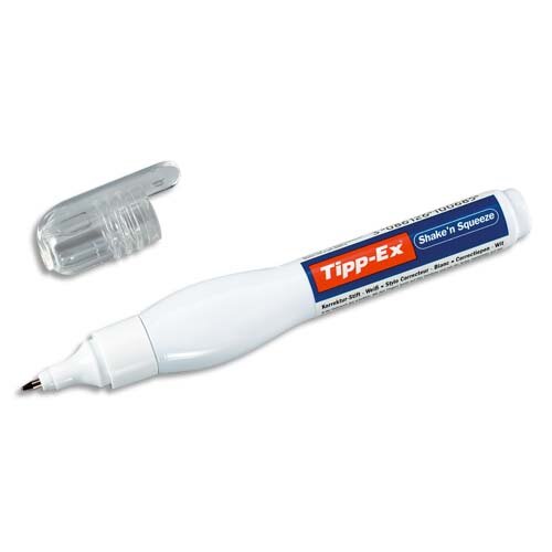 TIPP-EX Stylo de correction pointe métal fine contenance 7ml avec corps  souple SHAKE'N SQUEEZE TIPP-EX® - correcteur correction tip tipp tipex  tippex stylo le avec blanco crayon typex crayon feutre de 