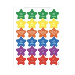 Pochette de 12 feuilles de gommettes motivation - gommettes décoration  activités manuelles adhésif collant stickers récompense étoile - Val d'eure