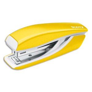 Mini Agrafeuse Kores Jaune + 1000 Agrafes 24/6 - Compacte (6x4.5x3 Cm), Capacité 12 Feuilles
