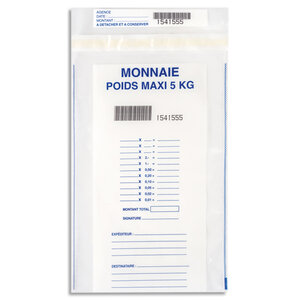 Lot de 100 sachets de sécurité pour monnaie 15002-1 RESKAL