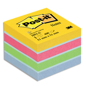 POST-IT Mini bloc cube 400 feuilles 5.1x5.1cm couleur ultra POST