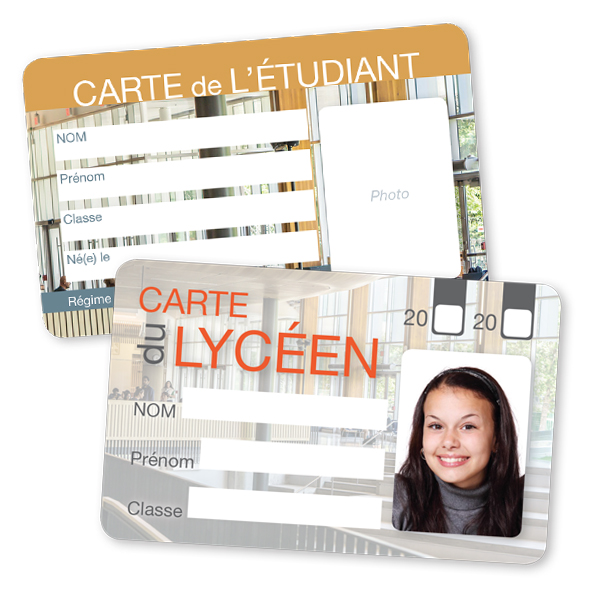 Carte pvc etudiant lyceen